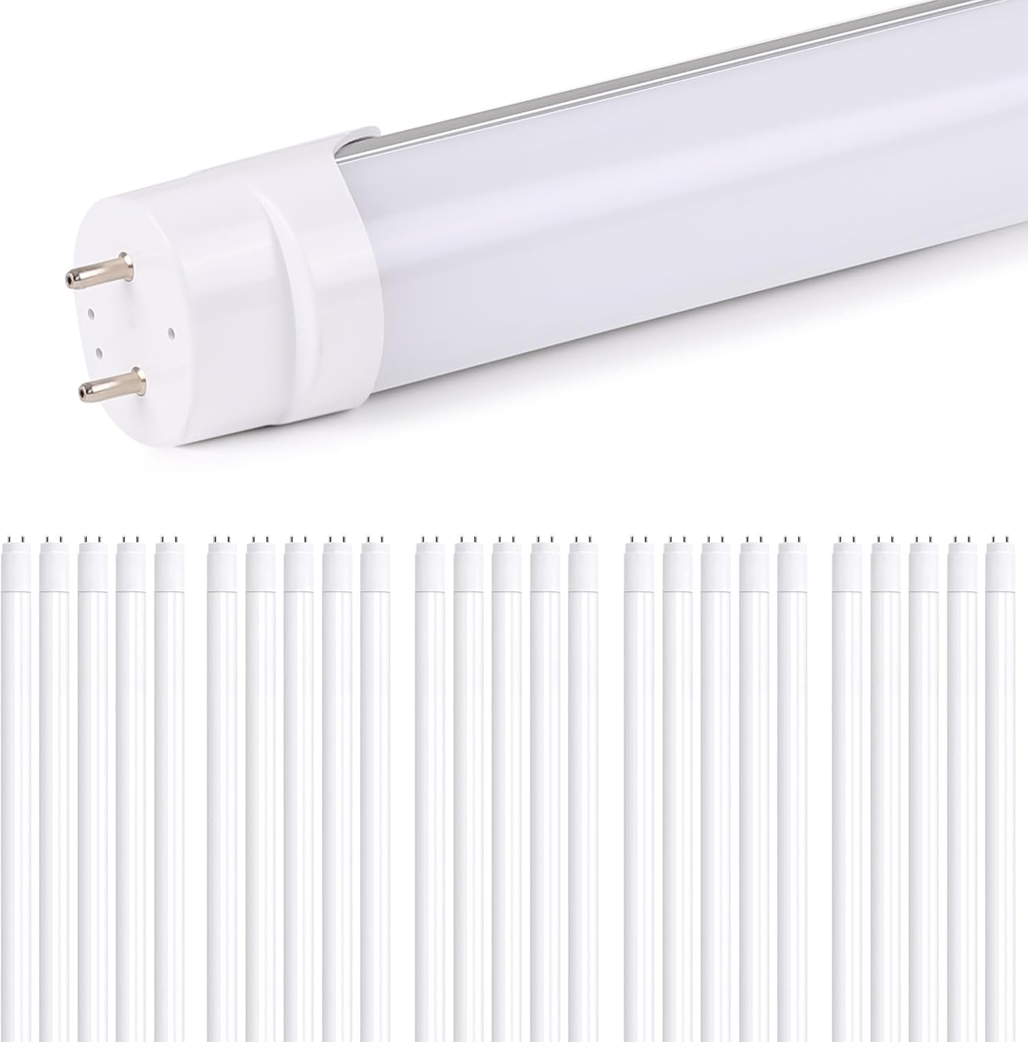 H&B Luxuries 25-Pack T8 LED 4FT Type A+B Light Bulbs 18W, 2300LM, G13 Base,Plug and Play or Ballast Bypass,T8 T10 T12 Fluorescent Bulbs Replacement, UL & DLC (5000K)