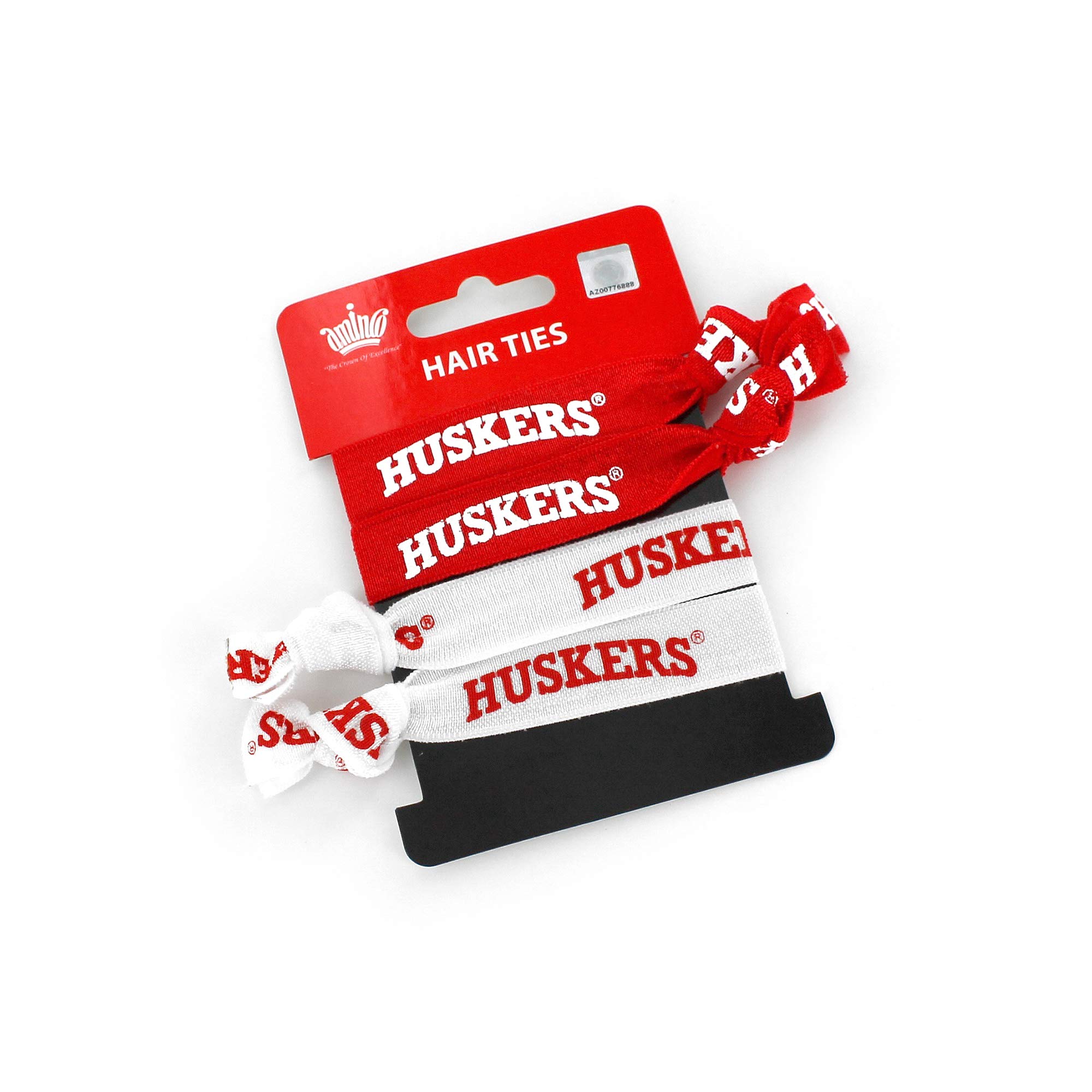 Aminco NCAA Nebraska Cornhuskers Elastic Hair Ties, 4-Pack, 5