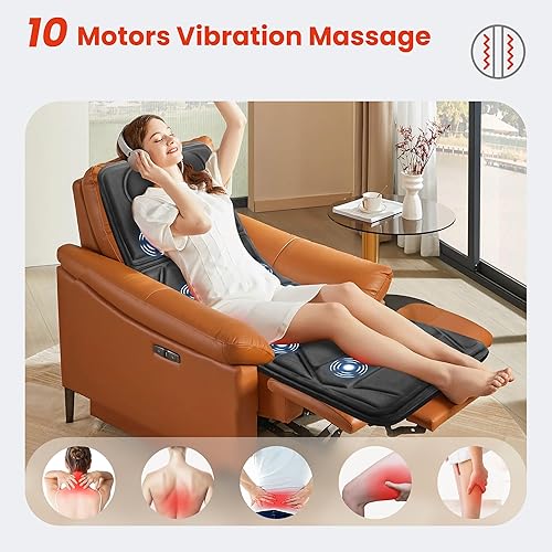 Miniatura 4 de CooCoCo Alfombrilla de masaje de cuerpo completo con calor, regalos de cumpleaños para hombres, mujeres, papá, chicos, 10 motores de vibración,