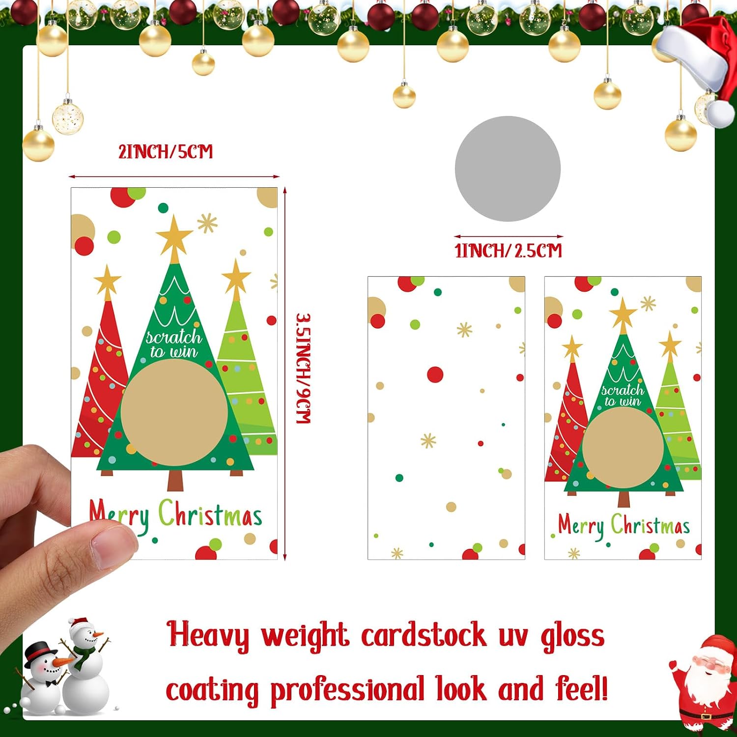 Outus 50 Pcs Christmas Scratch Off Cards Party Raffle Tickets,Tree image 2