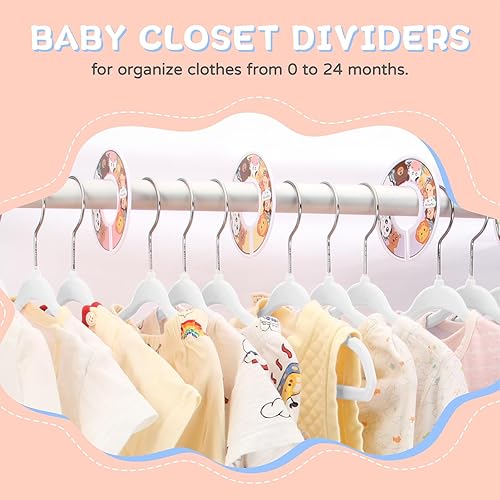 Miniatura 3 de YULEER Perchas para armario de bebé, paquete de 60 perchas de terciopelo para niños pequeños con 6 separadores de ropa lindos, color blanco