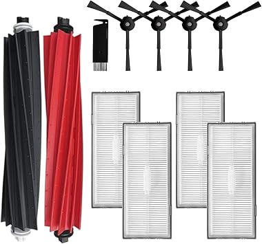 Replacement Parts Accessories Compatibale for Roborock S8 Pro Ultra / S8 / S8+ Robotic Vacuum Cleaners Include 1 Dual Roller Main Brush 4 Side Spin Brushes 4 Hepa Filter Attachments