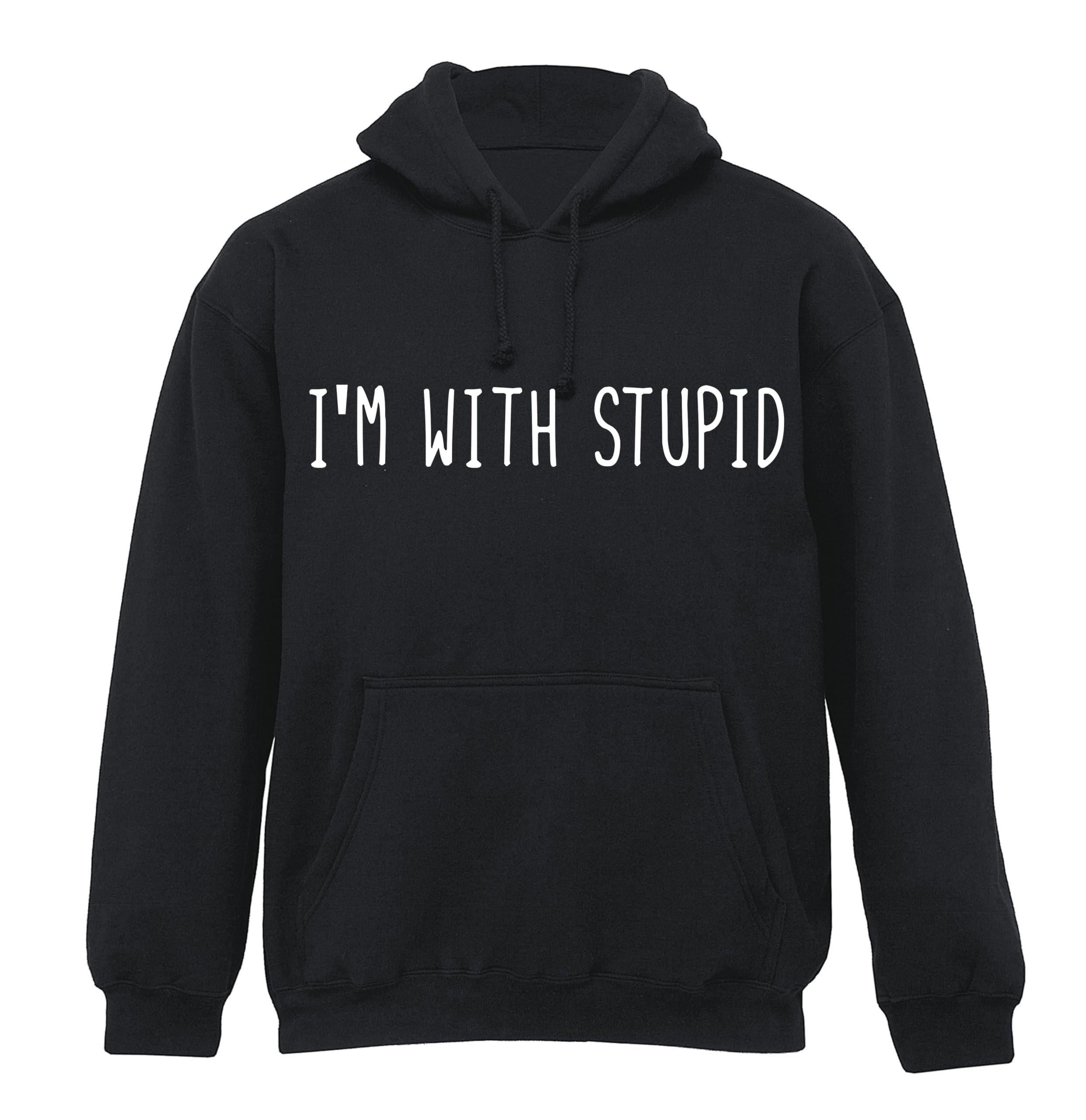 All About The Print im with stupid Hoodie humour grumpy dad husband present gift shirt premium funny sarcasm mens Black