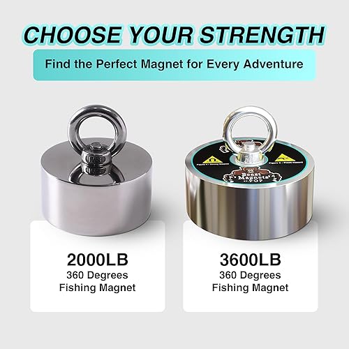 Vista 18 de Imanes de 2000 libras fuerza de tracción, imanes bestiales, imán de neodimio redondo de doble cara para pesca con imanes, 3.70 pulgadas de diámetro