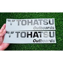 Set of 2 Vinyl Tohatsu Outboards Decals Sticker Marine Grade Motor Cowl Cowling Boat 12 inch Black