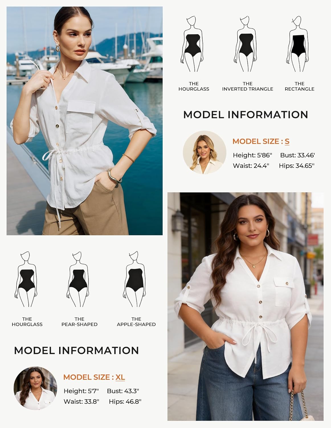 GRACE KARIN Womens Button Down Shirts, 3/4 Sleeve Dressy Casual Outifts, V Neck Peplum Tops with Pockets - Image 3