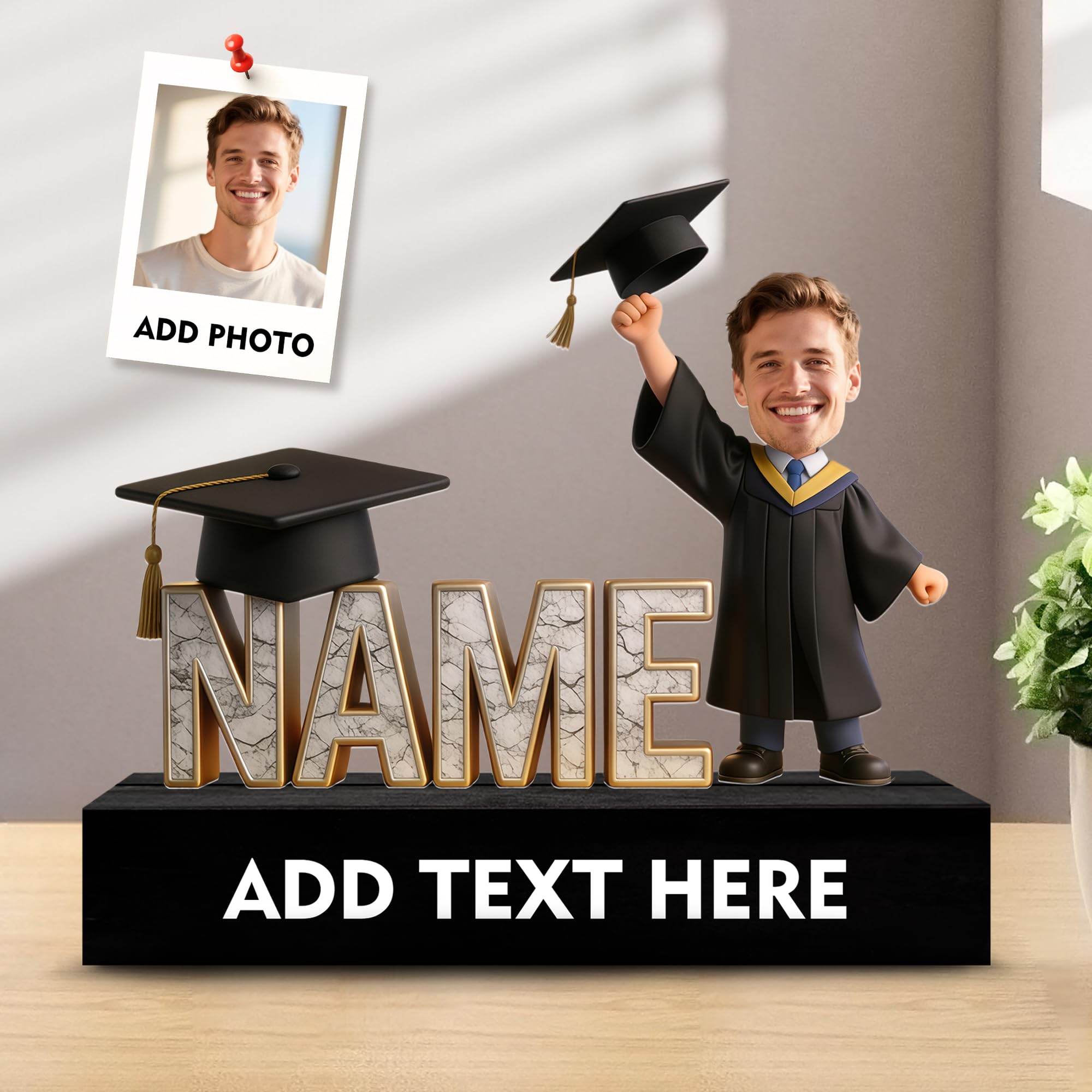 Regalo Personalizado para Graduación Figura Personalizada con Foto en Caricatura Acrílico Decoración Escritorio Regalo Detalle Único para Graduados, Hija Hijo Amigos o Compañeros en su Día Especial