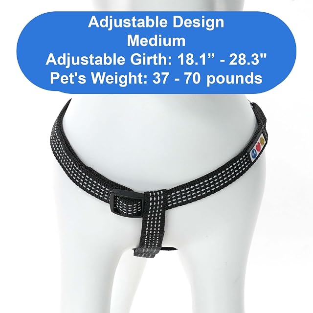 Foto 4 de 8 de Pawtitas Arnés Reflectante para Perro, arnés Ajustable para Cachorro, Talla M, Color Negro