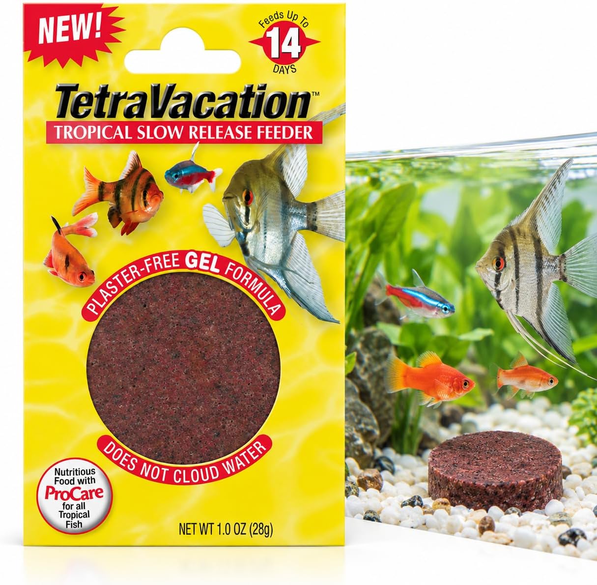 Vacation Food Slow-Release Feeder Block For Tropical Fish, 1.06 oz