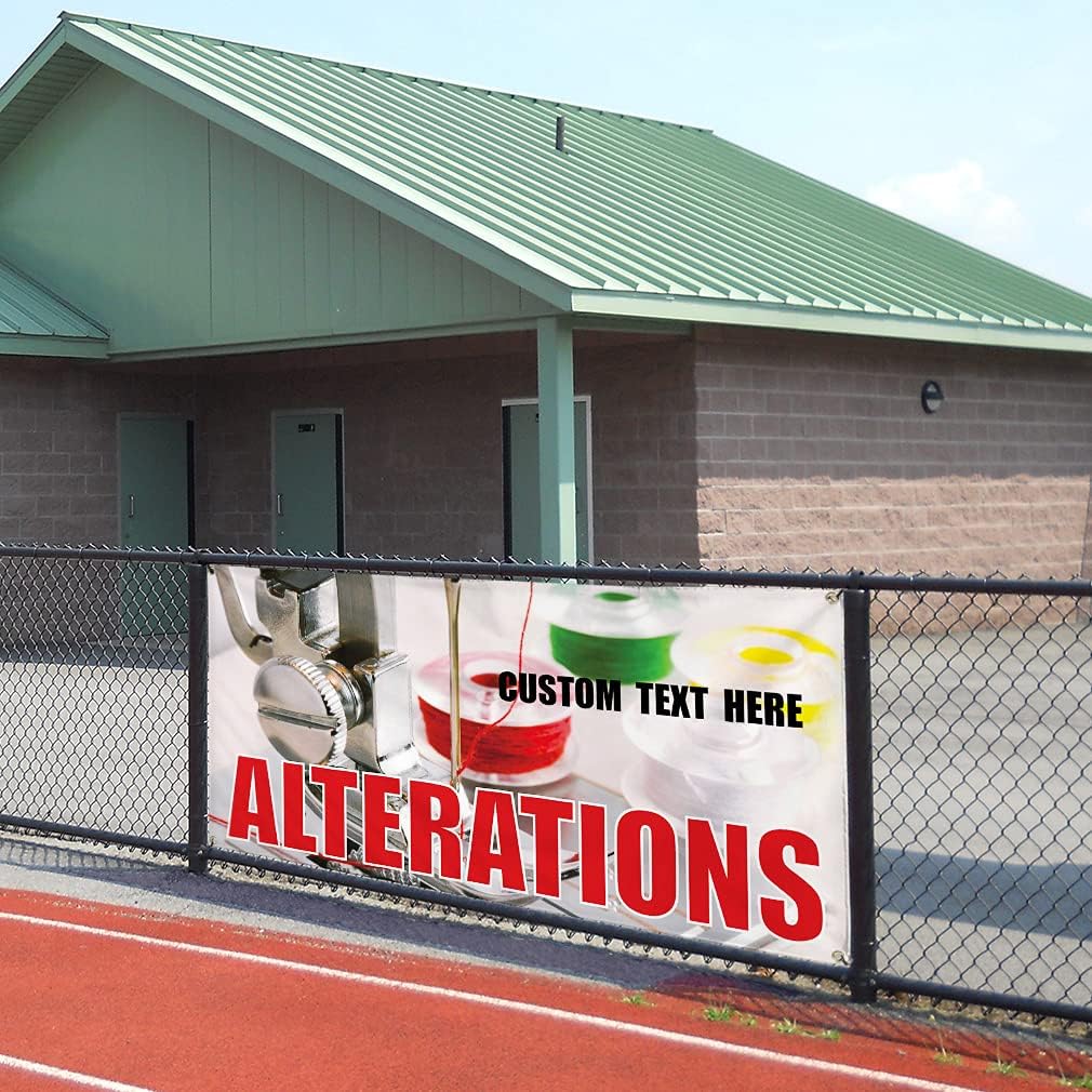 Custom Vinyl Banner Multiple Sizes Alterations #1 Outdoor Advertising Printing L1 Outdoor Weatherproof Industrial Yard Signs 4 Grommets Personalized Text Here 24x48Inches