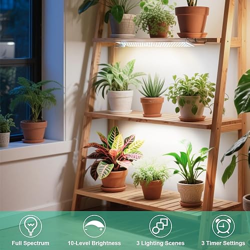 Miniatura 16 de LBW Luz LED de crecimiento, luz de crecimiento de espectro completo con 4 niveles regulables y temporizador de encendido/apagado automático, lámpara