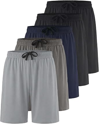 5 Pack Mens 7" Dry Fit Shorts Athletic Basketball Running Gym Workout