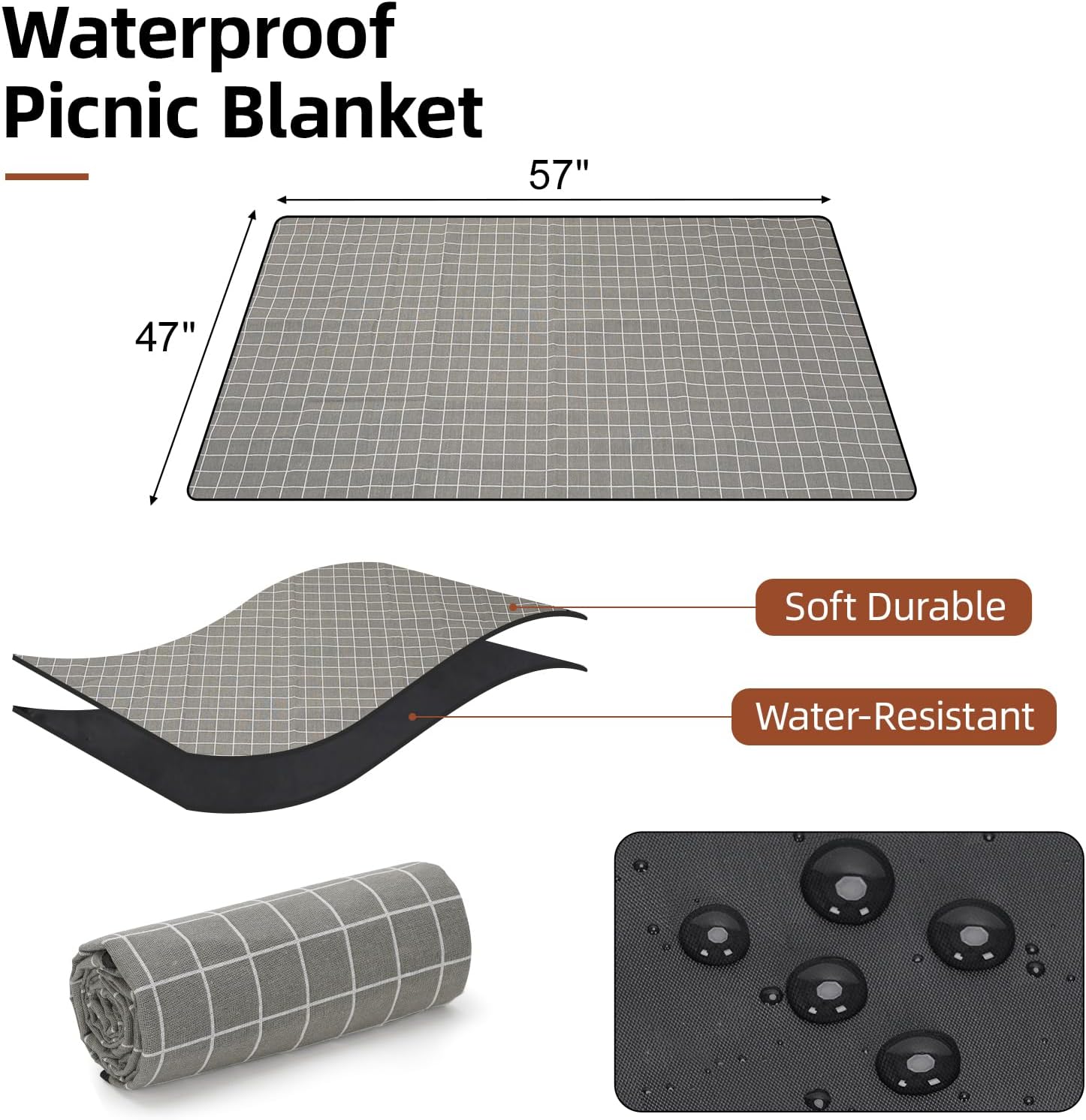 19Pcs Picnic Basket for 2 with Blanket - Wicker Picnic Basket with Strap&Wine Bag | Willow Picnic Set for 2 Person with Insulated Cooler | Wicker Hamper with Cutlery Kit, Greycheck
