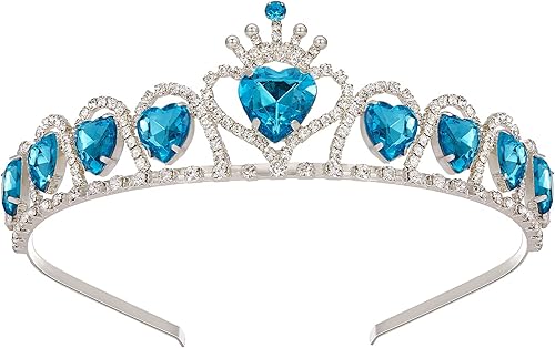 SWEETV Tiara de princesa para niñas, regalo de cumpleaños para niños, disfraz de cristal de corazón para niños, accesorios de vestir
