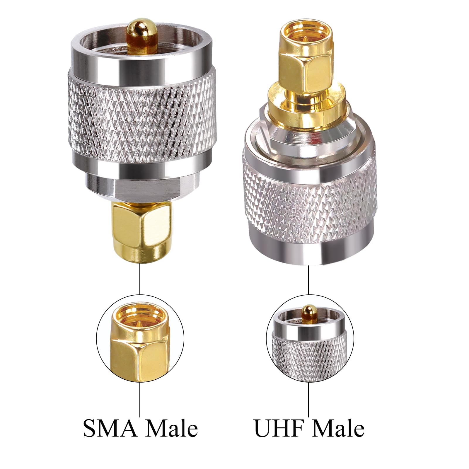 TUOLNK Adattatore da SMA a PL259 Connettore coassiale maschio da SMA maschio a UHF PL-259 per antenna radio CB SO239 Adattatore coassiale da spina maschio a spina maschio SMA 2 pezzi