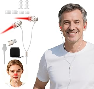 650NM Red Light Therapy Device for Ear & Nasal Care, Relieves Tinnitus, Ear Discomfort, Nasal Congestion, Reduces Ear Pressure & Eases Cold Symptoms