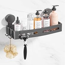 Wisfame Shower Shelf with Suction Cup, No Drilling, Grey