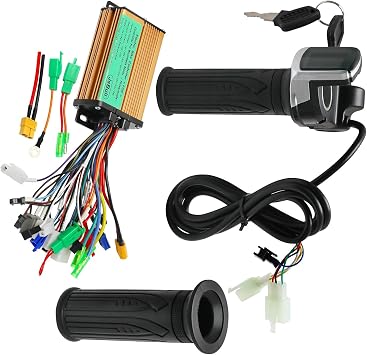 24V84V 150W500W Brushless DC Sine Wave Motor Controller Kit with LCD Throttle & Key Switch for Electric Bike Scooter DIY EV Dirt Pit Bike ATV Go Kart Quad Bike Buggy Drift Trike 24V Hand Grips