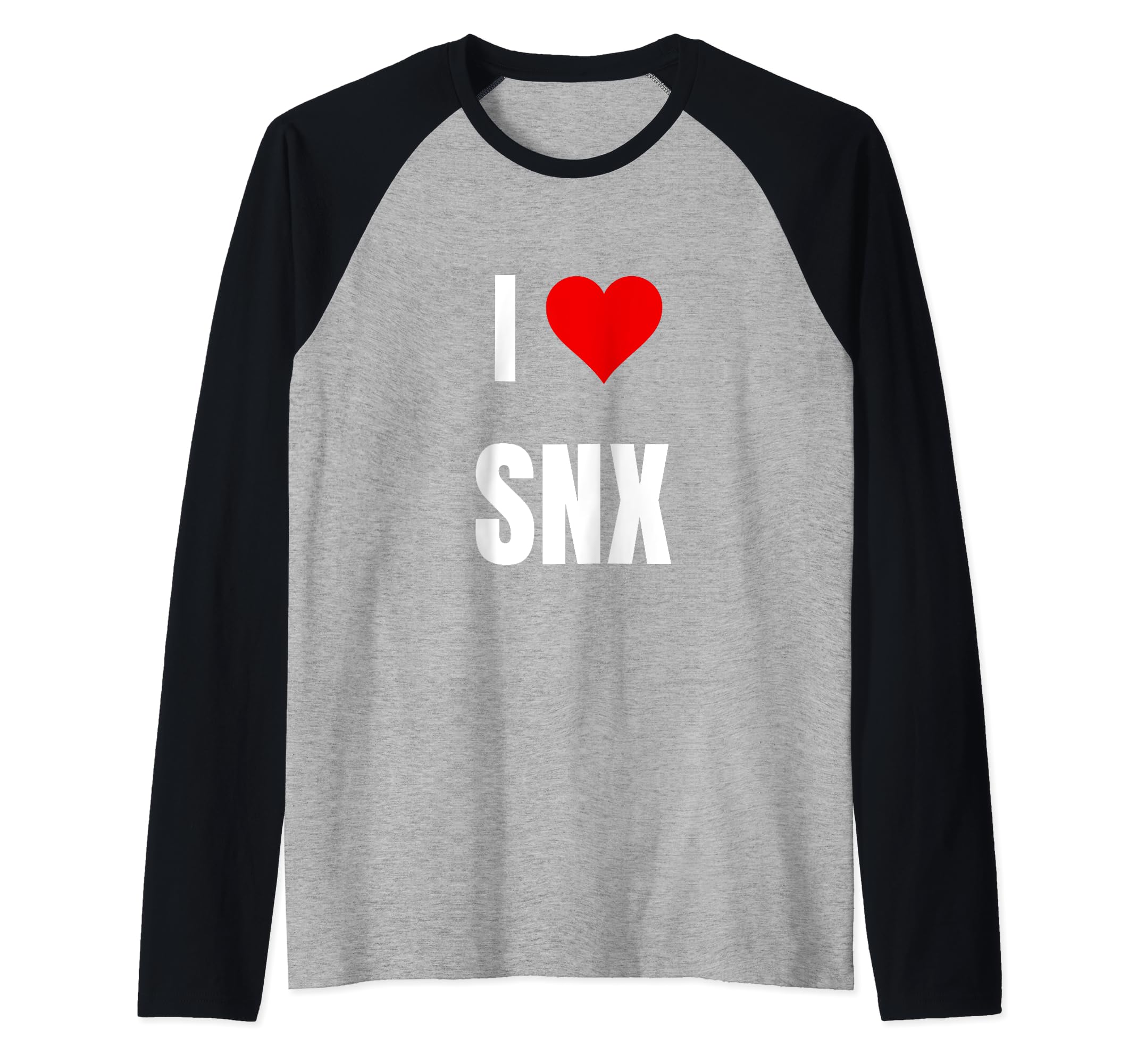 I love SNX . Crypto saying for the Blockchain and Token Nerd Raglan Baseball Tee