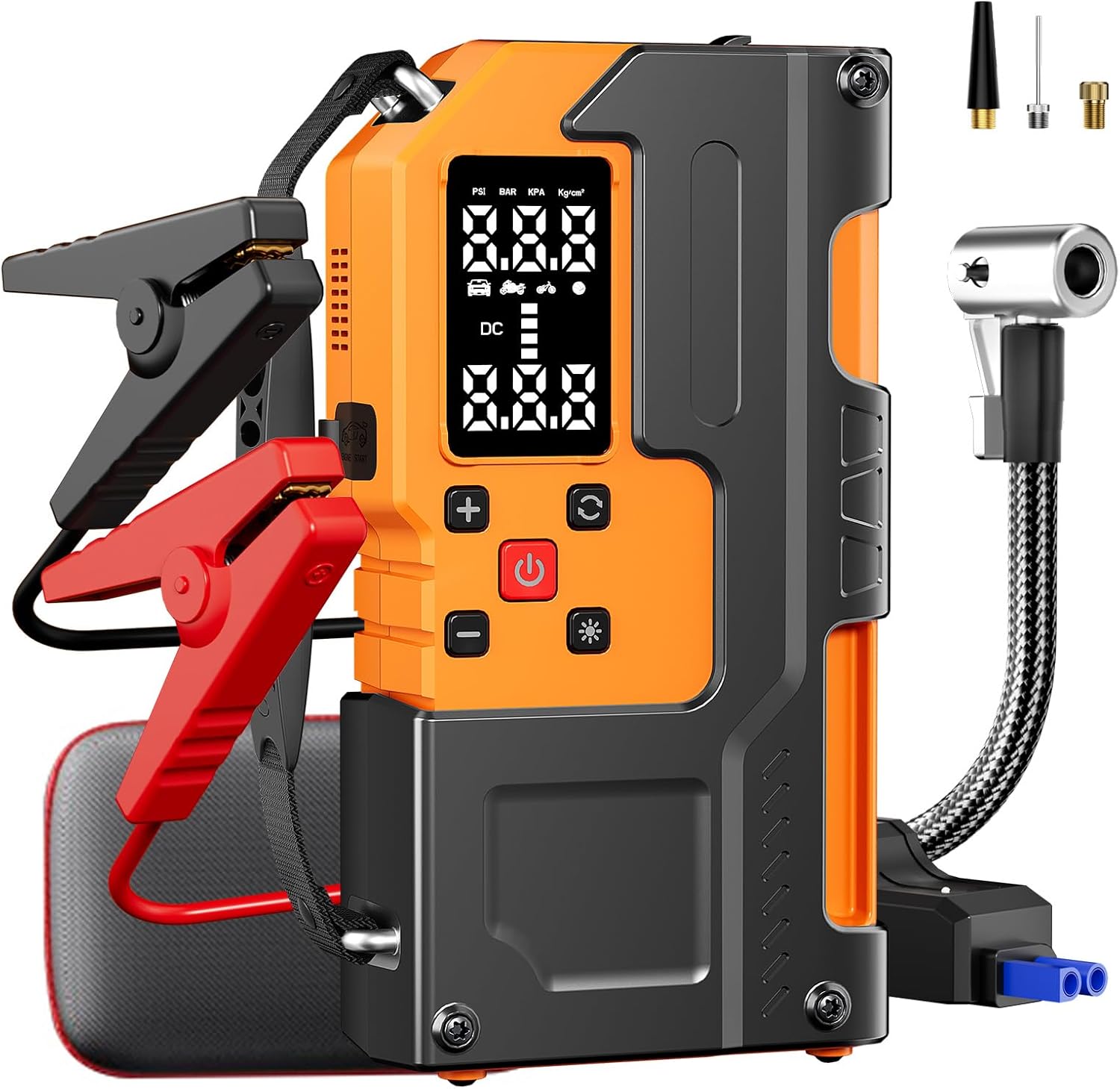 Car Battery Jump Starter with Air Compressor 5000A 150PSI, Car Jumper Starter Portable (All Gas/10L Diesel), Jump Box Car Battery with Auto-Shutoff Tire Inflator, Jumper Cables and Light