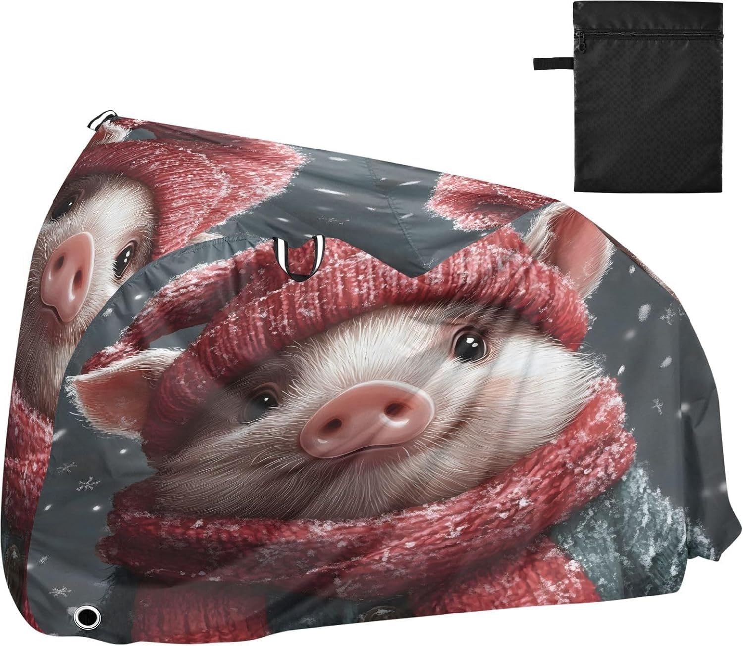 ALAZA Christmas Piggy Bike Cover Waterproof Outdoor Ebike Bicycle Covers Tarp Protection for 1/2 Bikes, Sun UV Dust Wind Proof