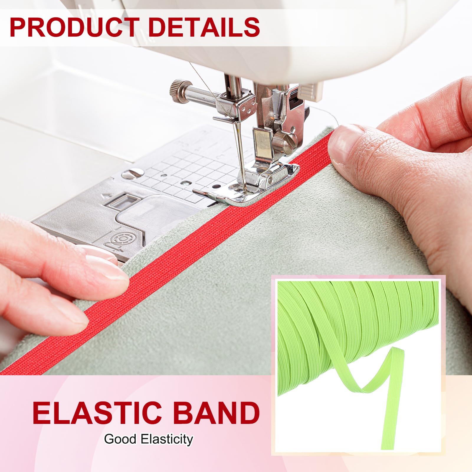 PATIKIL Elastic Bands 6mm x 45 Meters, Polyester Flat Elastic Cord Stretch Strap for Sewing Crafting DIY Fluorescent Green - Image 4