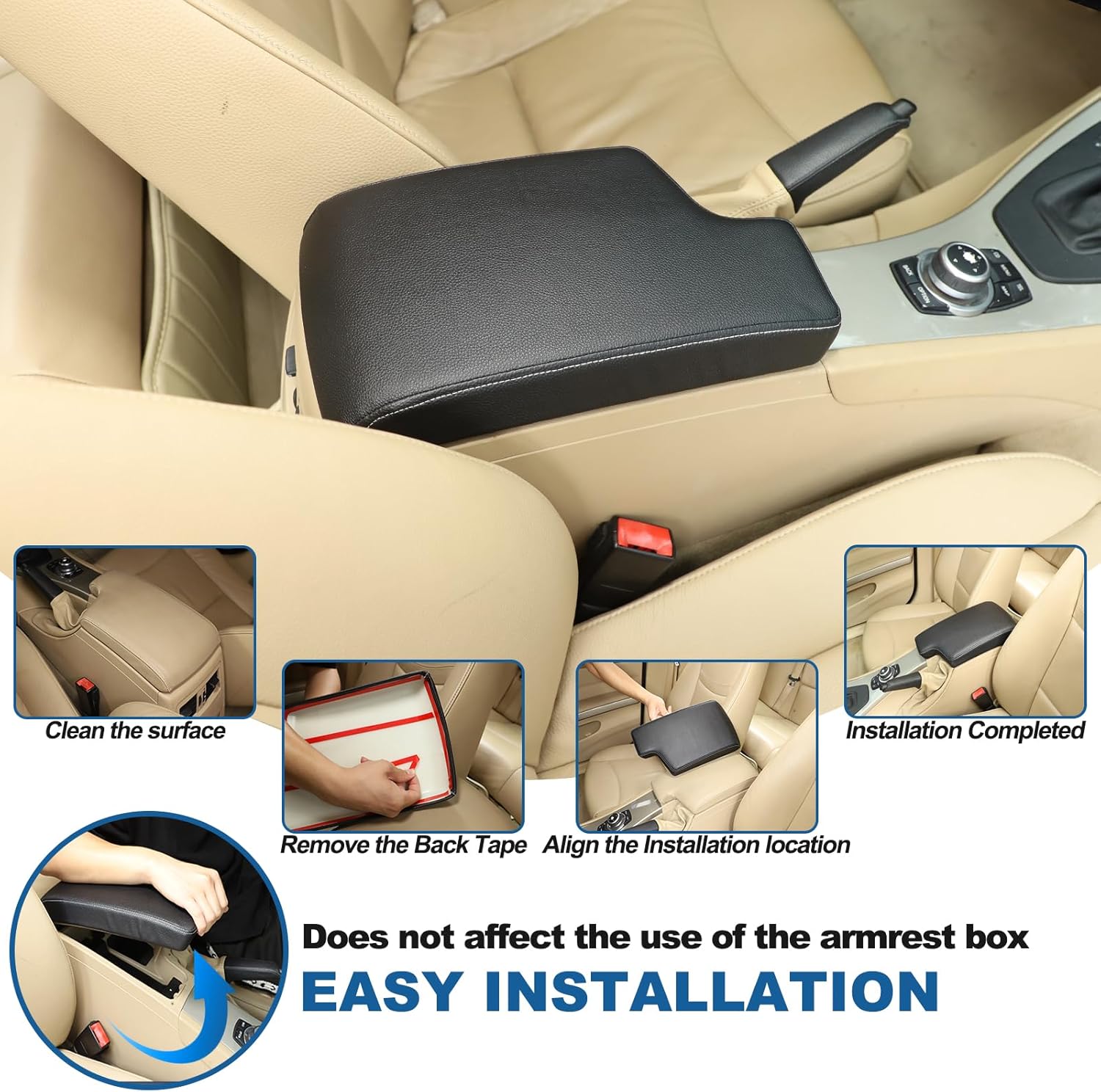 Car Center Console Cover Compatible with BMW 3 Series 2005-2012 E90 E91 E92 E93 323i 325i 328i 328xi 330i 335d 335i 335is 335xi,Center Seat Armrest Storage Box Panel Protect Trim Accessories (Black)