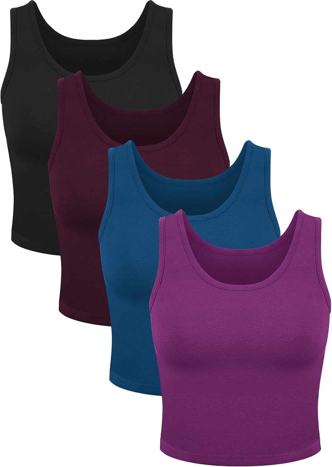 4 Pieces Women Basic Crop Tank Top Short Sleeveless Sports Crop Top