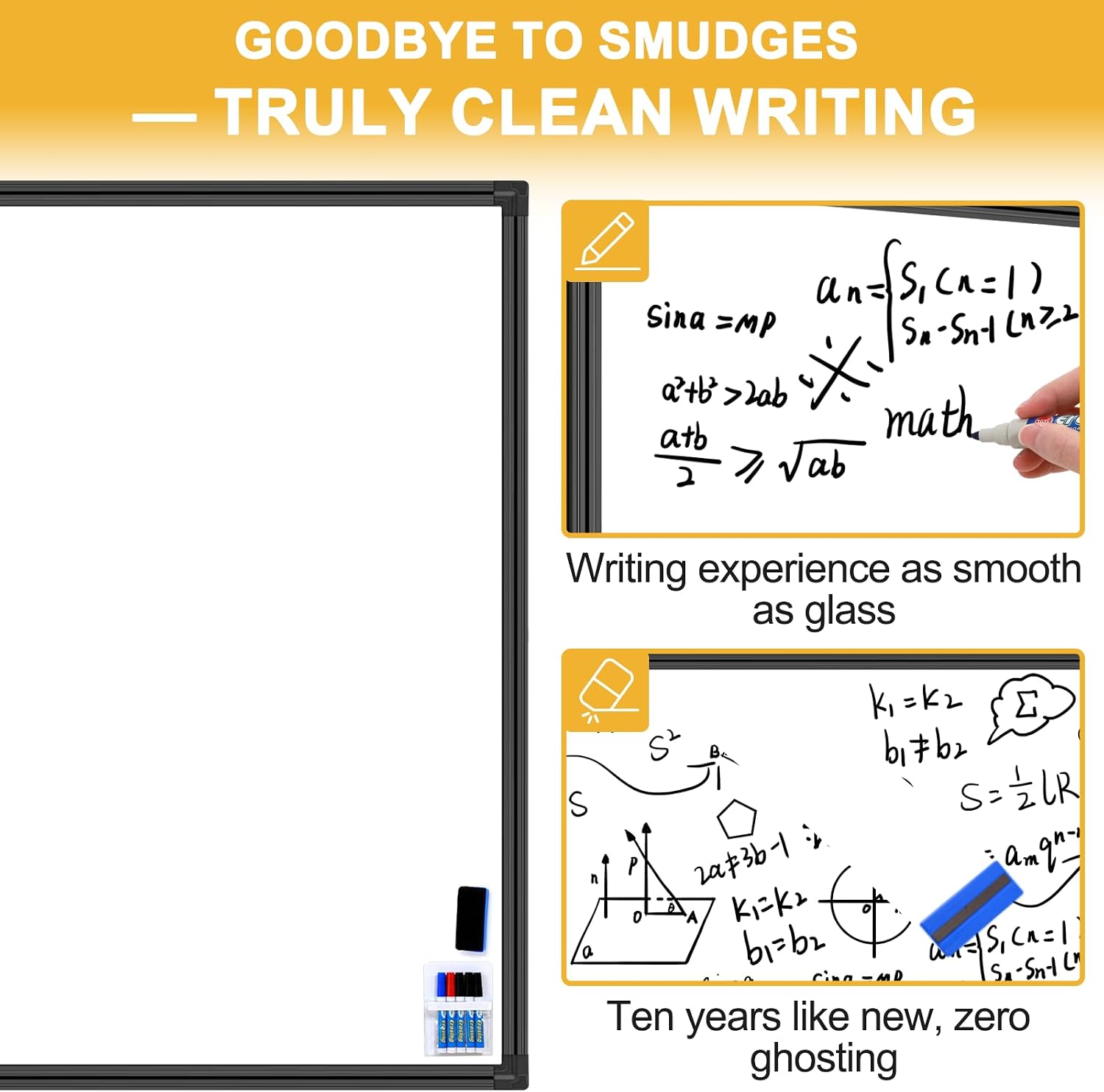 Magnetic Dry Erase Board for Wall 120"x48" Premium Belgian Enamel Whiteboard - Commercial Grade Porcelain Wall-Mounted Board - Zero Ghosting, Stain-Resistant Surface for Office, Home, Classroom