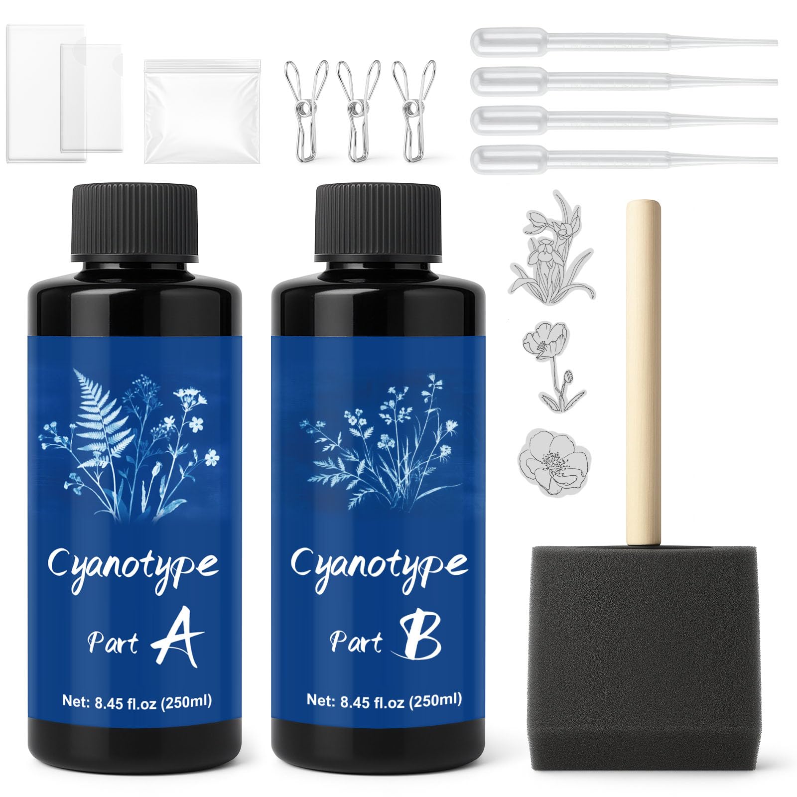 Cyanotype Kit, Cyanotype Chemicals Sensitizer Set adatto per la stampa su tessuto, modelli di carta e legno, ecc., Soluzione di stampa solare, set sensibilizzante per principianti e artisti