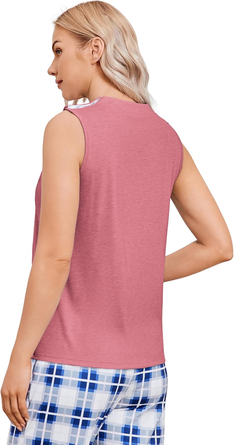 Deyeek Women's Mastectomy Shirts with Drain Pockets Post Shoulder Surgery Snap Tank Tops V-Neck Chemo Shirts for Ports Access - Image 2
