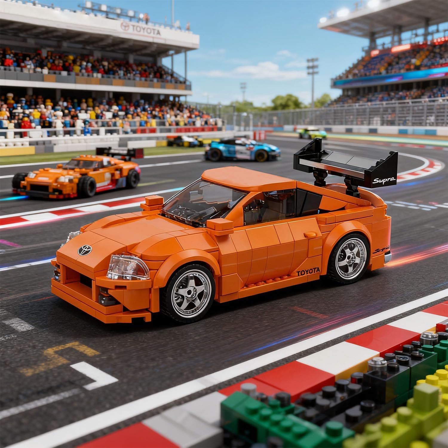 Toyota Supra Toy Car, Building Blocks Car A80 Building Toy for Kids with Display Case, 1:32 Scale Model Sports Car Building Set for Kids Ages 14+ & Racing Fans - Gift Idea for Birthdays (439 PCS)