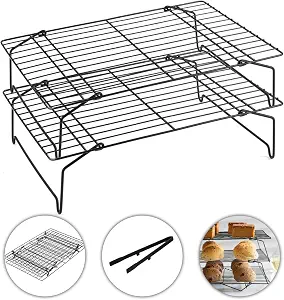 2-Tier Cooling Racks for Cooking and Baking - 13" x 9.6" Stainless Steel Wire Rack, Stackable, Oven & Dishwasher Safe