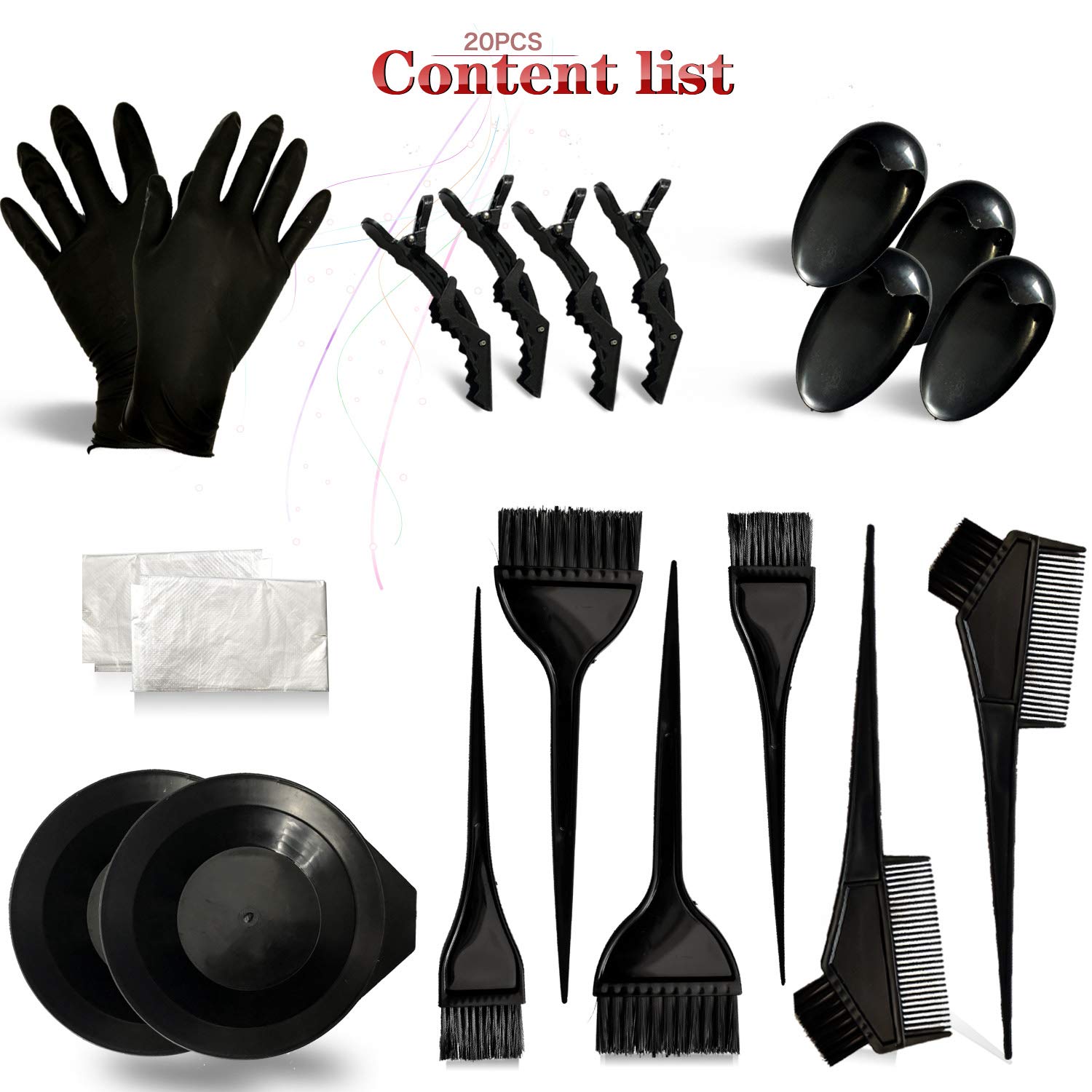 Hair Dye Kit- Dee Banna 20 Pieces Beauty Salon Hair Dye Care Coloring Kit, Hair Tinting Bowl, Dye Brush, Ear Cover, Gloves for DIY Salon Hair Dye Tools Hair Coloring Bleaching Hair Dryers Tools : Beauty & Personal Care