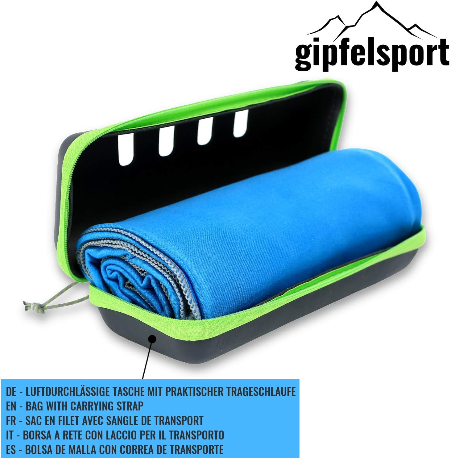 gipfelsport Microfibre towel withcase Microfiber bath towel, travel