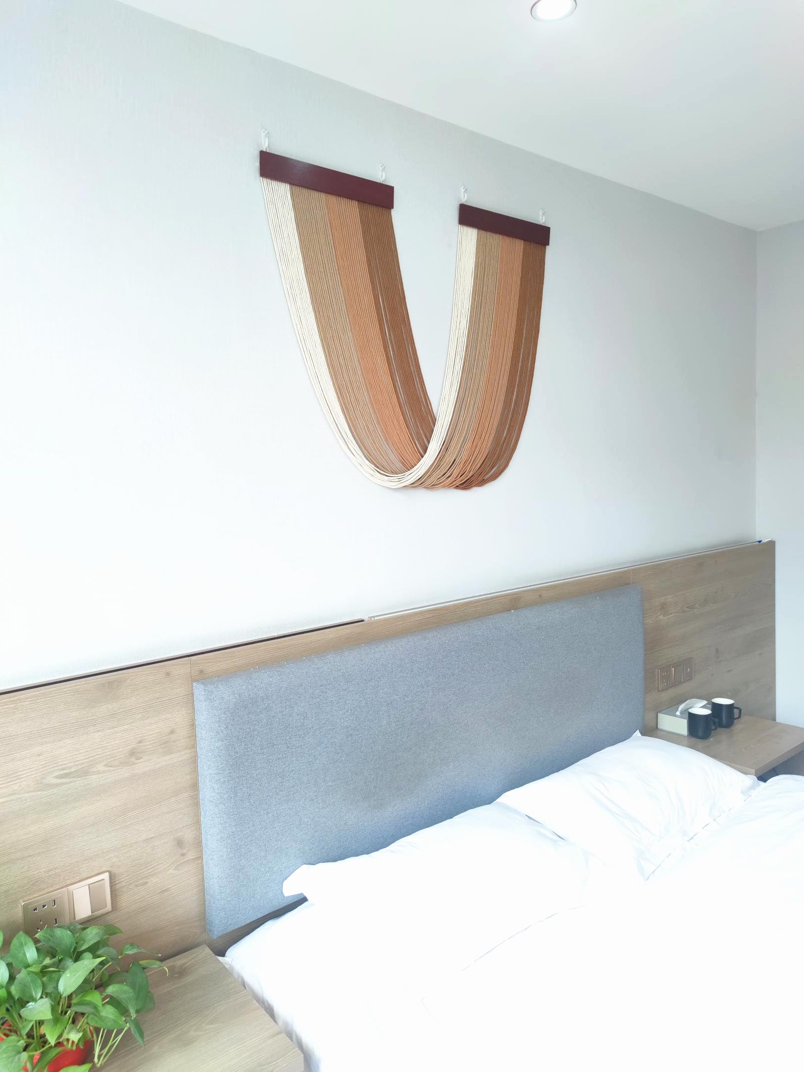 Tapiz de macramé para colgar en la pared, grande, 46 pulgadas de ancho x 36 pulgadas de largo, decoración de pared estilo bohemio, cabecero de pared, dormitorio, sala de estar, apartamento, 6