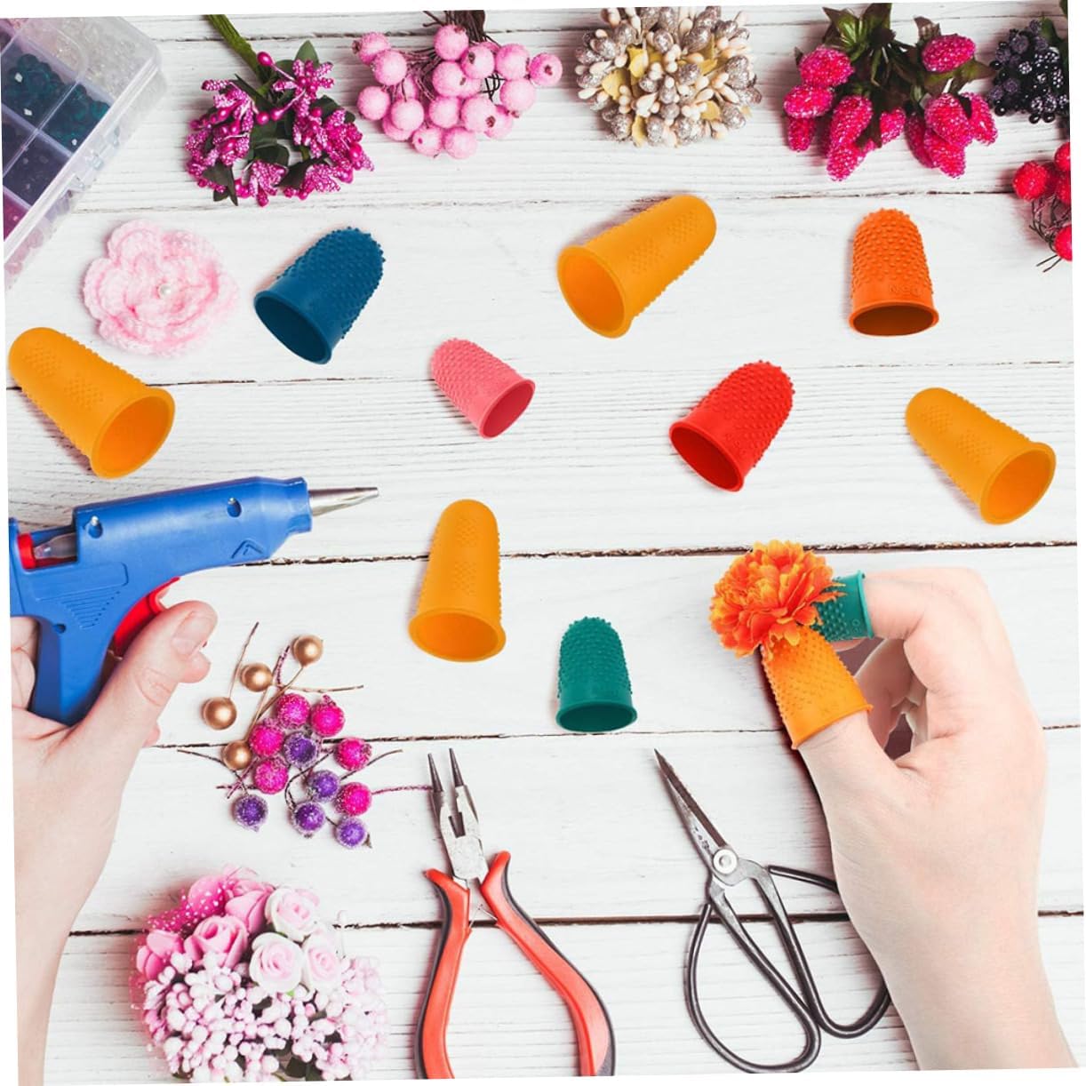 TEHAUX 20pcs Non-Slip Silicone Finger Protectors Flexible Reusable Finger Covers for Crafting Cooking Gaming Anti-Static Comfortable Multi-Function Cots image 4