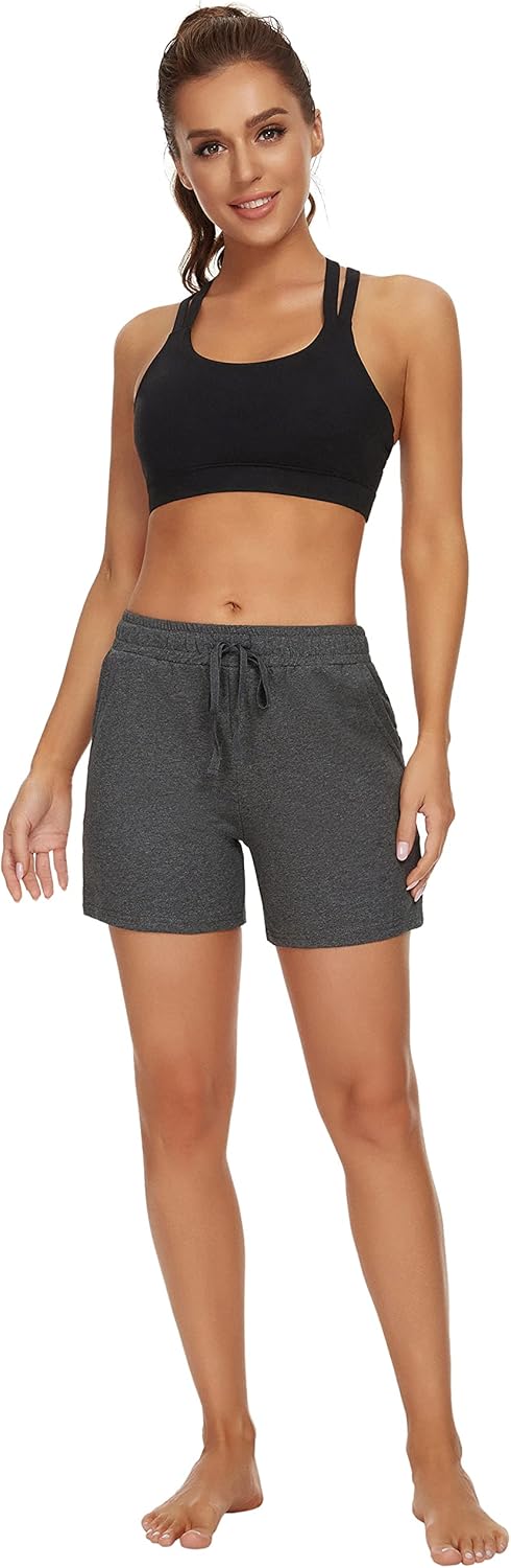 Tandisk Women's 5" Casual Jersey Cotton Shorts Lounge Yoga Pajama Walking Shorts with Pockets Activewear - Image 4