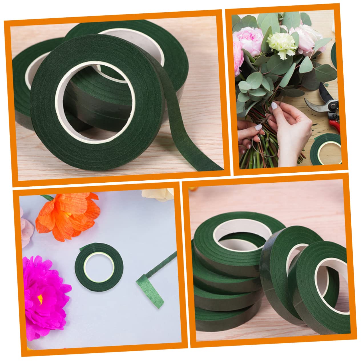 ARTIBETTER 5 Rolls Floral Stem Wrapping Tape Green Florist Tape for Bouquet Stem Wrap Flexible Durable Flower Fixing Tool for Craft Projects and Floral Arrangements