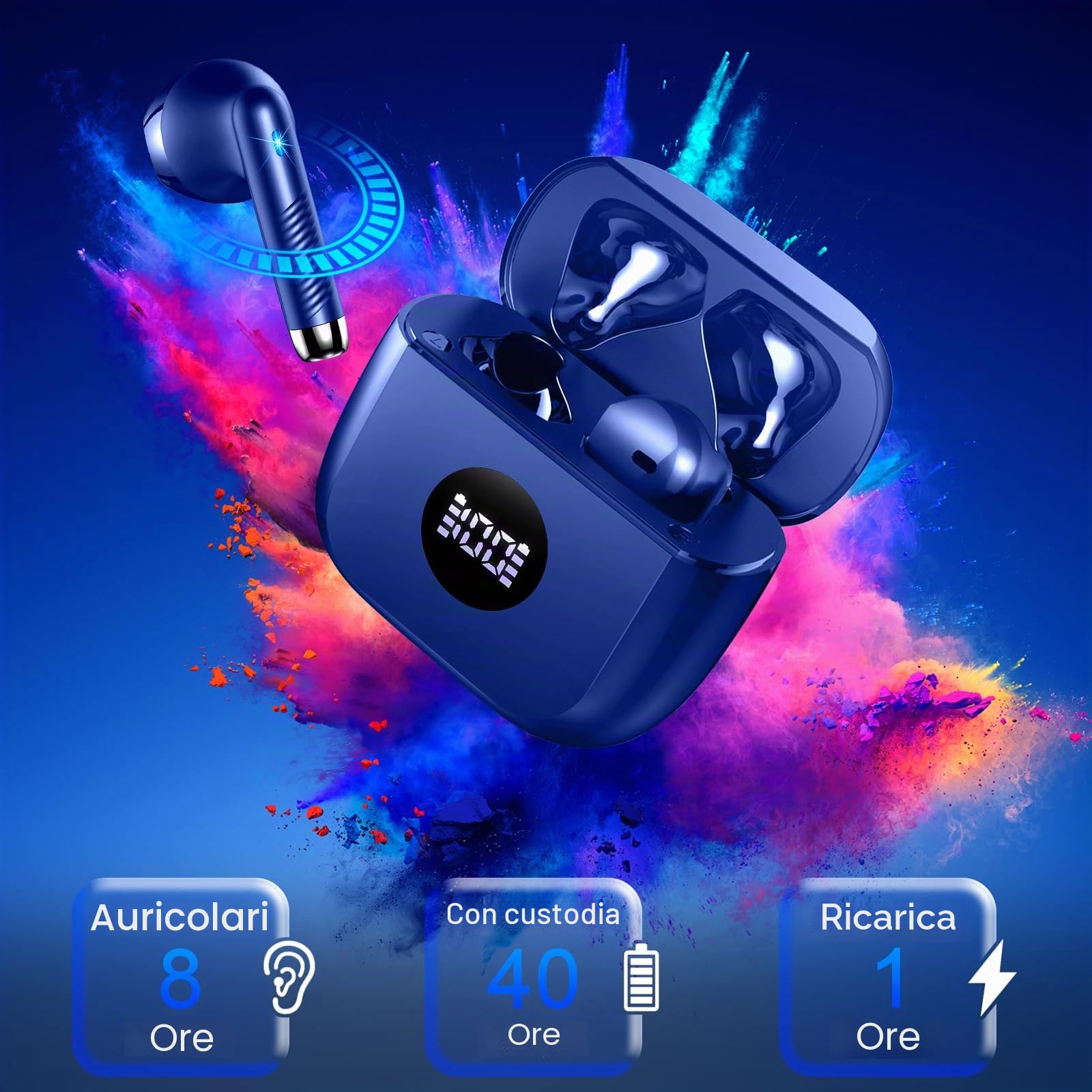 Cuffie Bluetooth Auricolari Bluetooth 5.4, Cuffie Wireless con 4 ENC Cancellazione Rumore Mic, Cuffie in Ear 40 Ore di Riproduzione, Cuffie Senza Filo HiFi Stereo IP7 Impermeabili per iOS & Android