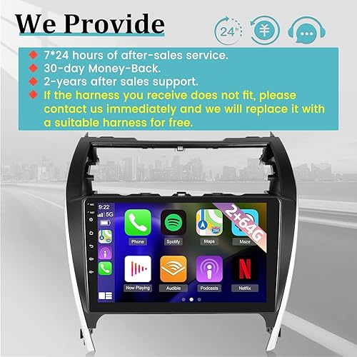 Miniatura 7 de Radio Android para Toyota Camry 2012 2013 2014 con Apple Carplay inalámbrico y Android Auto, pantalla táctil de 10.1 pulgadas estéreo de coche con