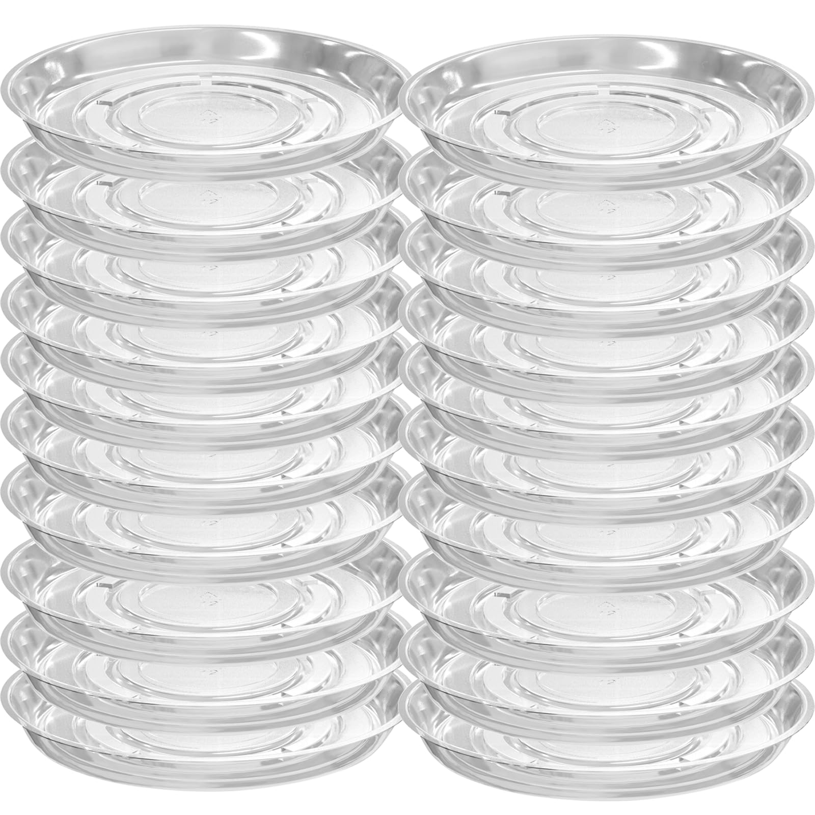 20 Stück transparente Kunststoff-Pflanzen-Untersetzer, 40,6 cm, Pflanzschalen für Töpfe, Pflanzteller, Schale für den Innenbereich, Blumentöpfe, Untersetzer, Tropfschalen, Großpackung