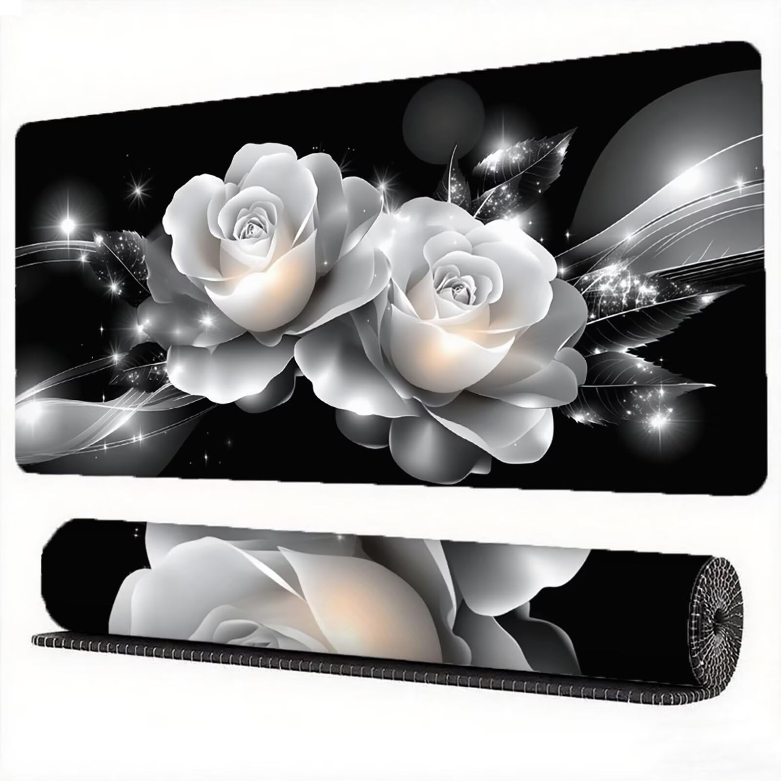 Podkładka pod mysz 1200 x 600 x 3 mm Biała podkładka pod mysz XXL Różowa, antypoślizgowa gumowa podstawa Szwy na krawędziach Podkładka pod mysz Ulepszona precyzja i szybkość, do komputera Gamer