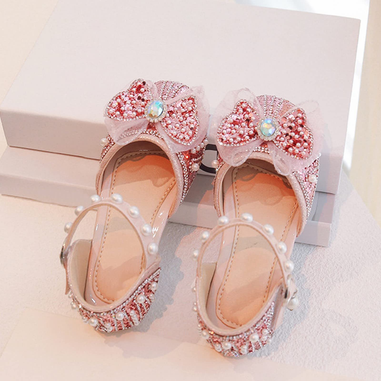 Girl Shoes Autumn New Little Girl Fashionable Princess Shoes Bow Soft Sole Baby Cool Single Sliders for Kids Shoes Girls (Pink, 6.5 Infant)