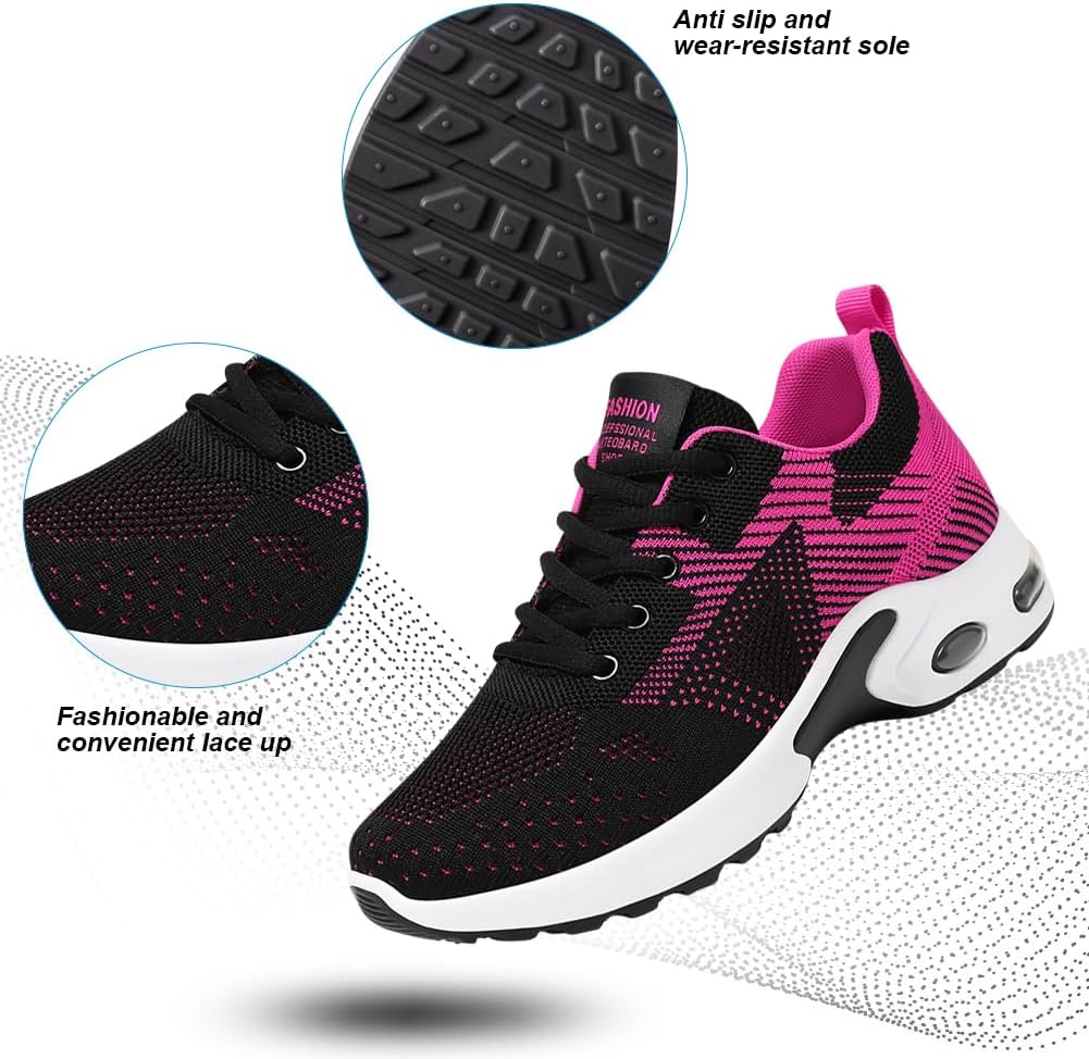 Padgene Womens Sneakers Air Cushion Running Shoes Lightweight Tennis Walking Shoes Mesh Breathable Gym Work Fashion Sneakers Athletic Comfortable Casual - Image 4