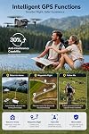 Holy Stone HS600 GPS Drone avec 4K EIS Caméra et 2-Axis Pour les adultes, 2 Batteries, 56-Min Heure de vol, 10000 FT Transmission de portée, moteurs sans brosse, 4K/30FPS