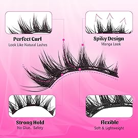 Veleasha Magnetic Eyelashes Magnetic Lashes with Applicator Manga Lashes Spiky False Eyelashes Crisscross Natural Look Reusable No Glue Easy to Apply & Remove Lash Wispy (Spike)