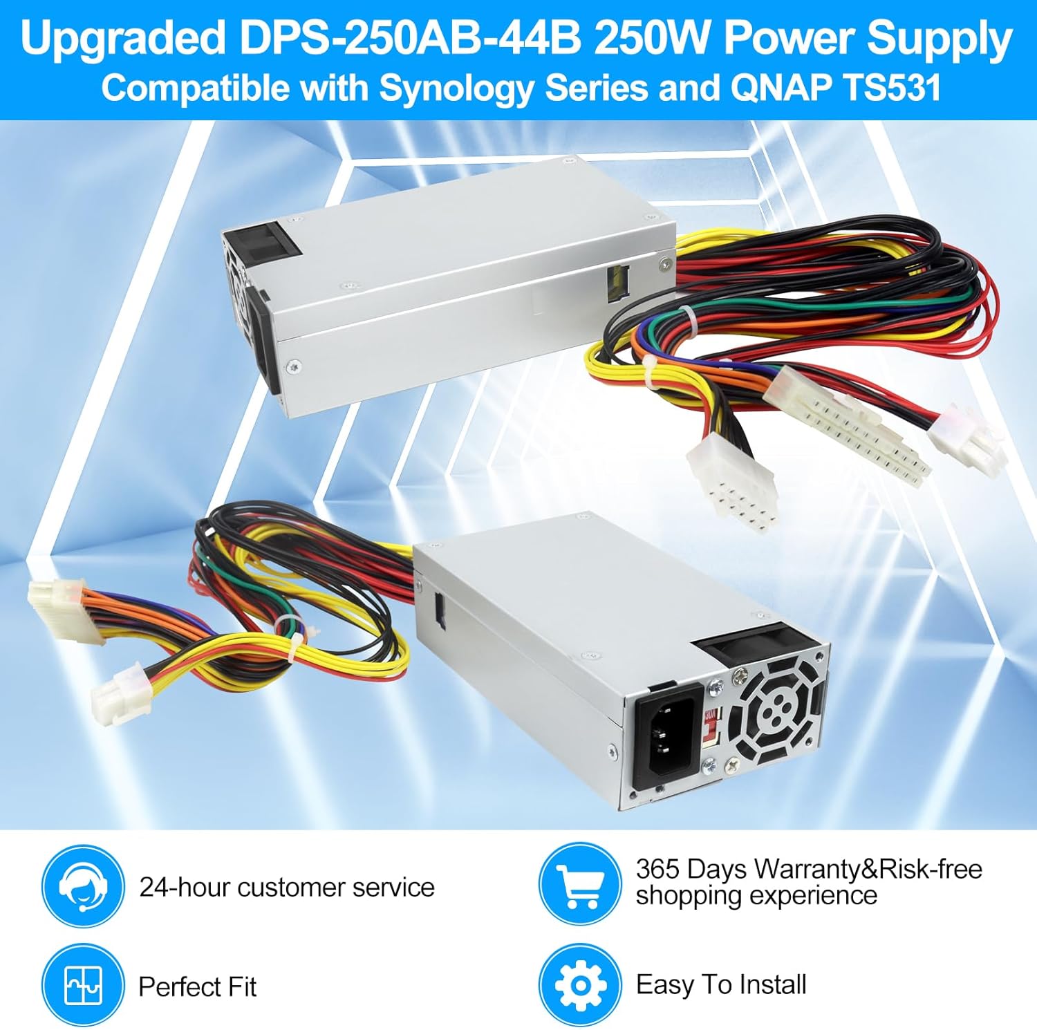 S-Union Upgraded DS1815+ 250W Power Supply Compatible with Synology DS1815+ DS1812+ DS1513+ DS1512+ DS1010+ RS814 +RS815 DS2015xs DS1511+ DS1813+ DS1515+ QNAP TS531 DPS-250AB-44B New Power Supply