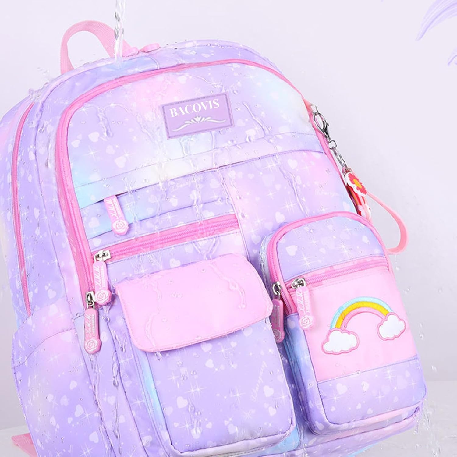 Girls Backpack,Backpacks for Girls,Kids Backpack with Compartments Elementary School Bag For Girls School Backpack(Purple) - Image 6