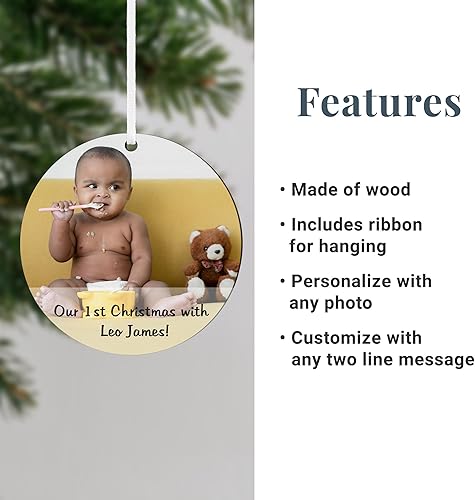 Miniatura 8 de Let's Make Memories Adorno personalizado para la primera Navidad del bebé, primera Navidad de 2023, nombre personalizado, año, oso polar